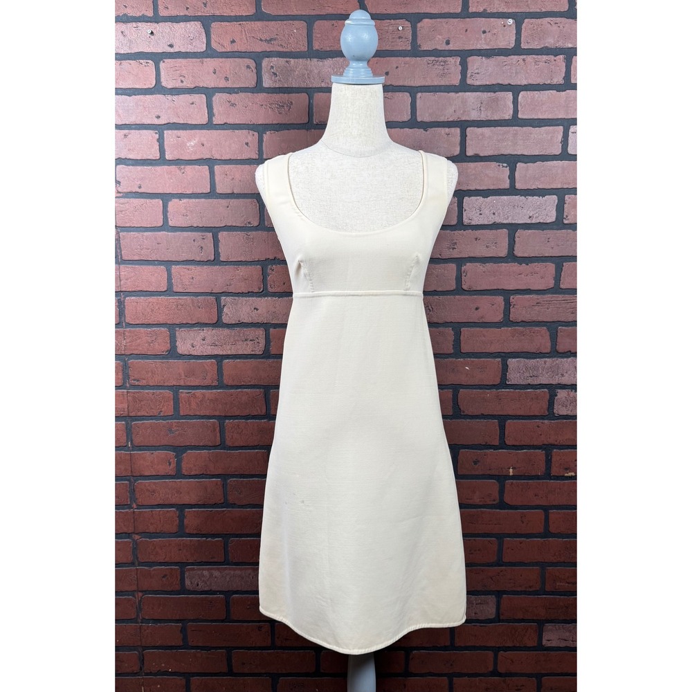Prada Milano Ivory Cream Sleeveless Wool Empire Dress Minimalist Women's Size 38